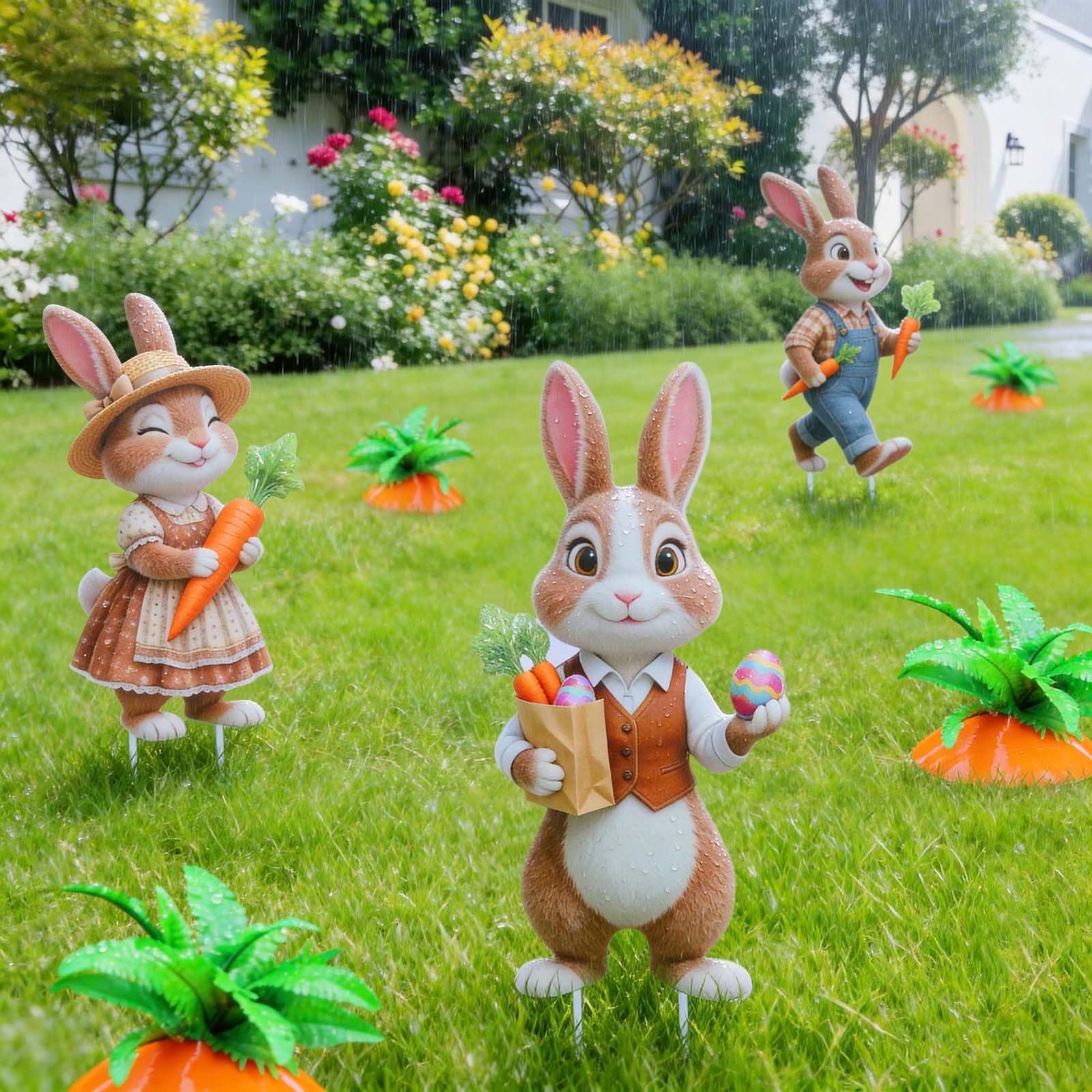 Wyupp 12-piece Easter decor set provides a cohesive front yard display.