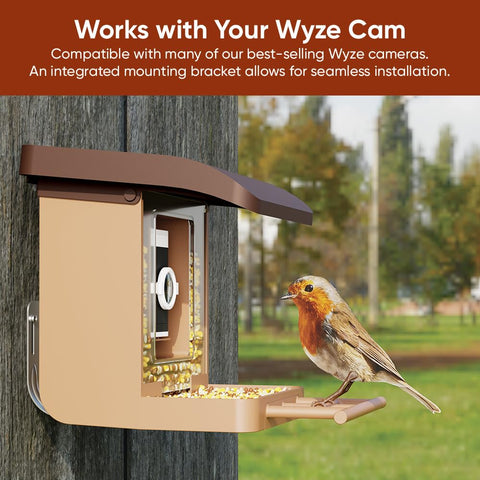 Wyze Bird Feeder Case cord mount keeps setup tidy and adjustable.
