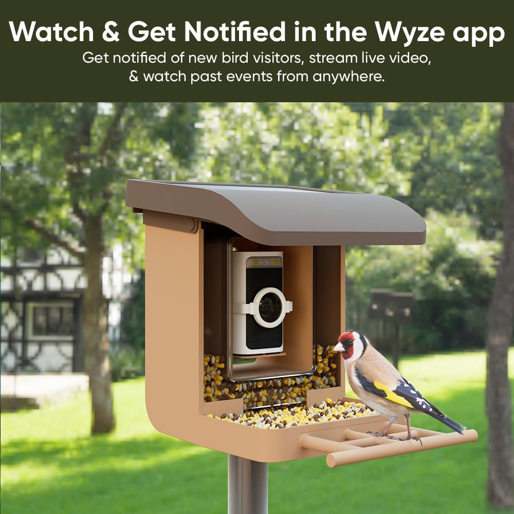 Wyze Bird Feeder Case suction mount sticks to windows for close observations.