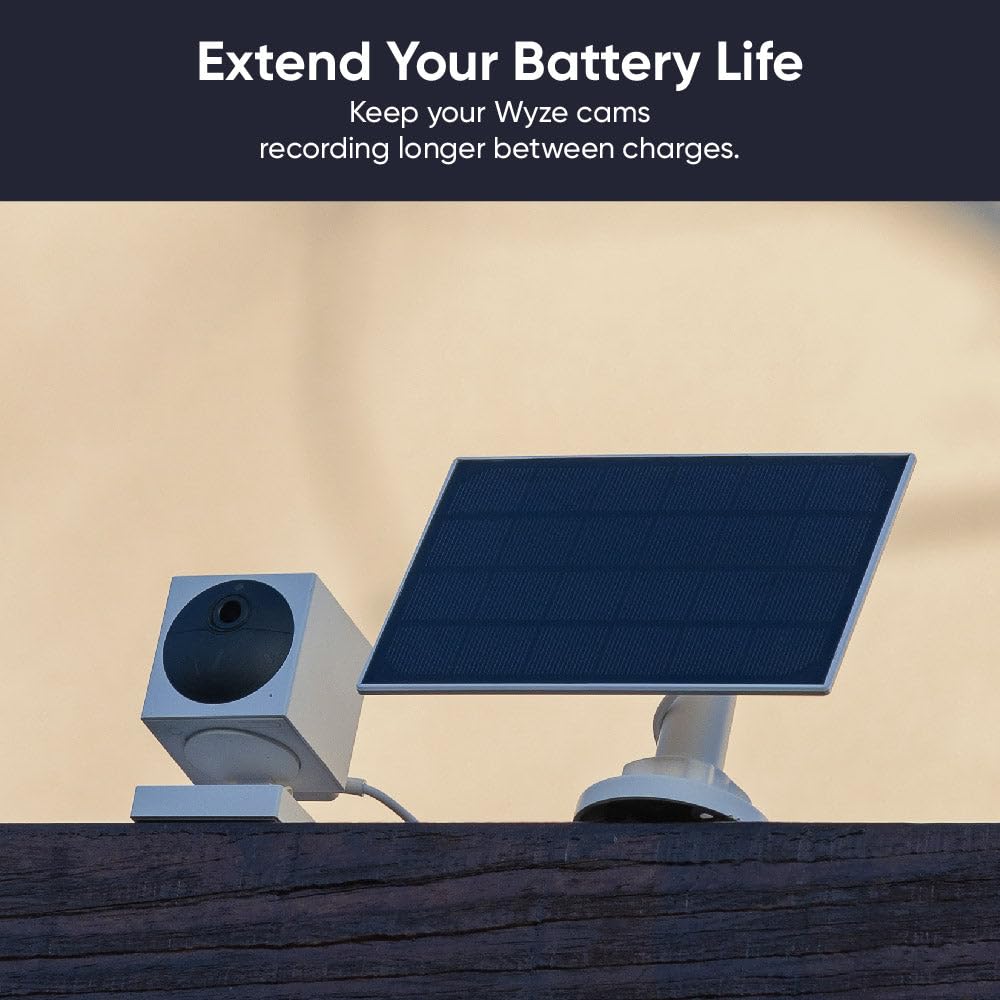 WYZE solar panel uses 13-foot cable for flexible mounting distance.