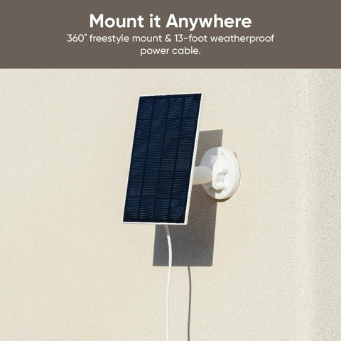 WYZE solar panel with 360-degree mount for versatile camera placement.