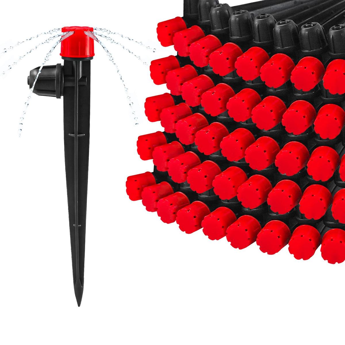 WZFLRUA 55-piece drip emitter kit on stakes for precise garden watering