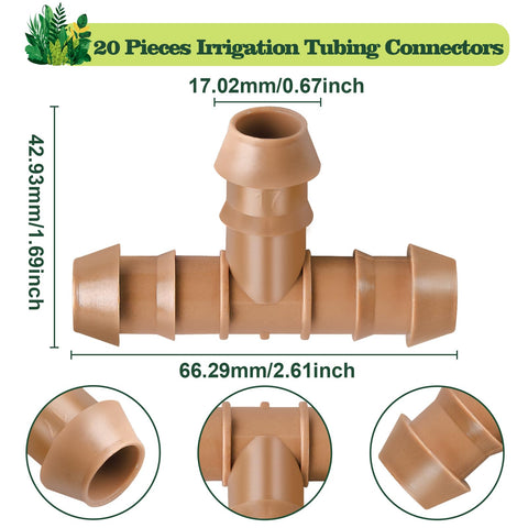 WZFLRUA barbed tee connector supports 1/2-inch tubing with secure, leak-free joints.