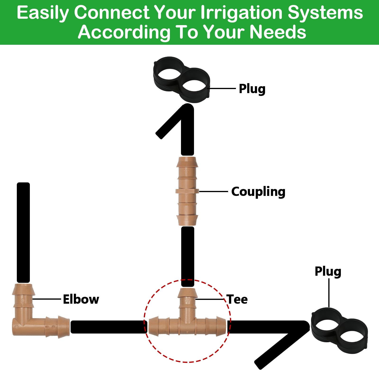 WZFLRUA compatible with 1/2-inch tubing for flexible irrigation layouts.