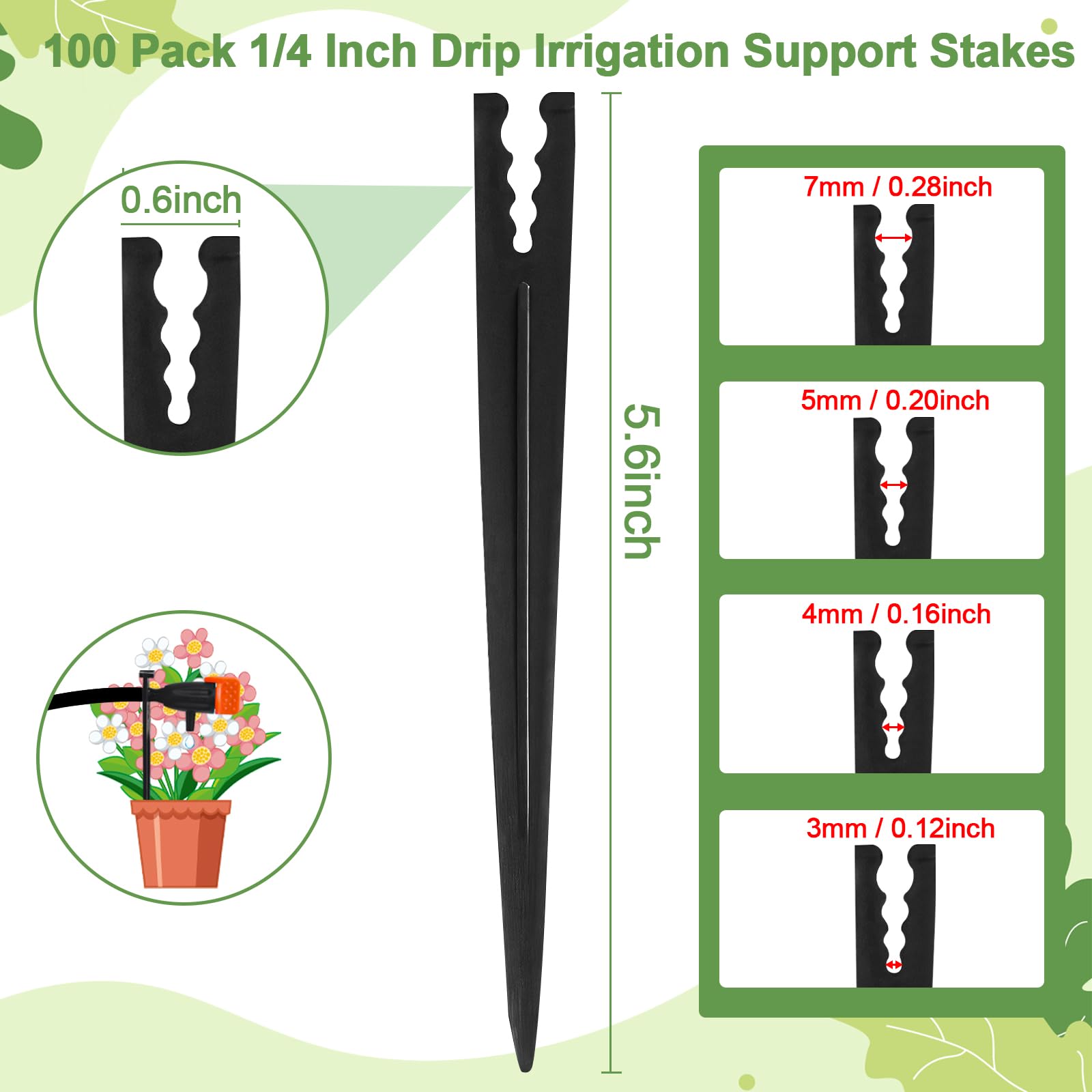 WZFLRUA stake holds 1/4 inch tubing securely