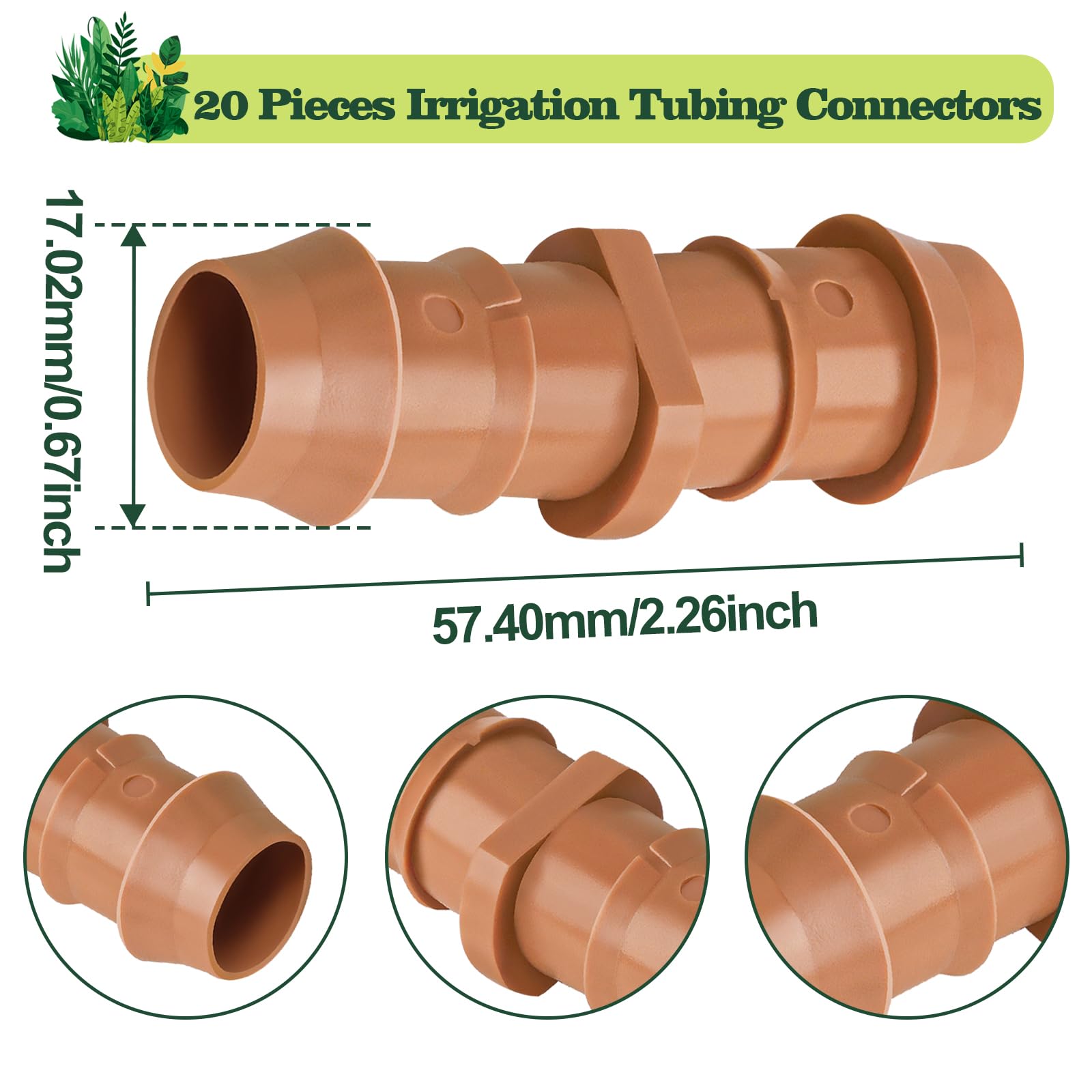 WZFLRUA half-inch drip tubing coupler demonstrates quick tool-free installation.
