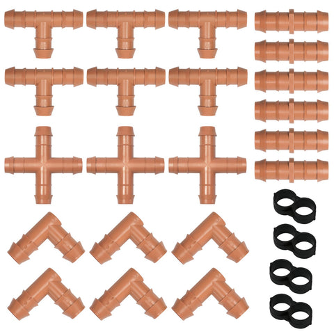 WZFLRUA half-inch drip fittings kit overview for versatile irrigation layouts.