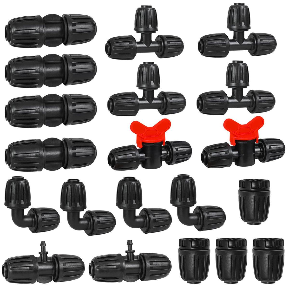 WZFLRUA half-inch drip fittings couplings provide secure, leak-free irrigation connections.