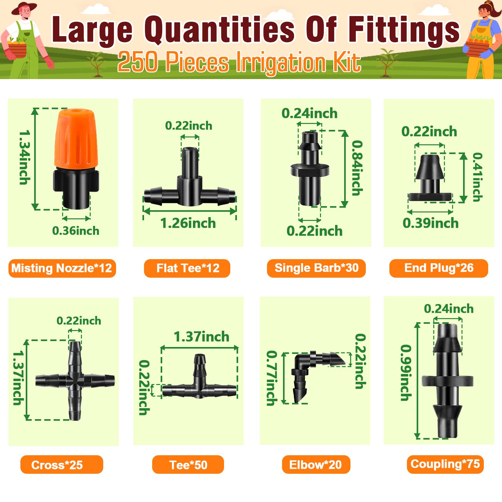 WZFLRUA misting nozzles (12) for even garden watering