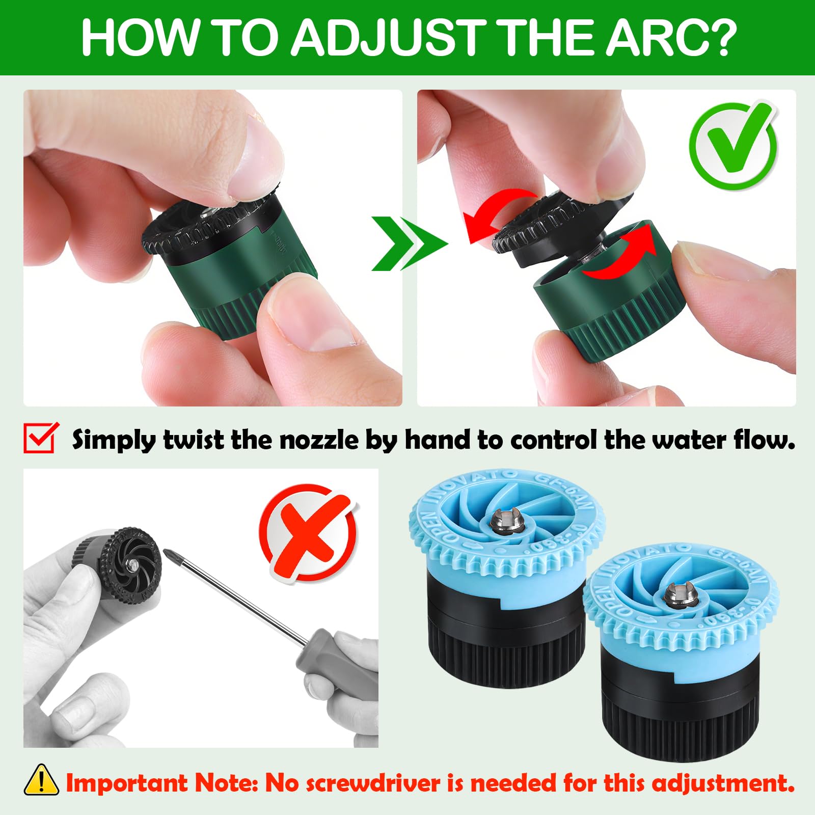 WZFLRUA lawn sprinkler head pack offers 10 durable nozzles for replacements.