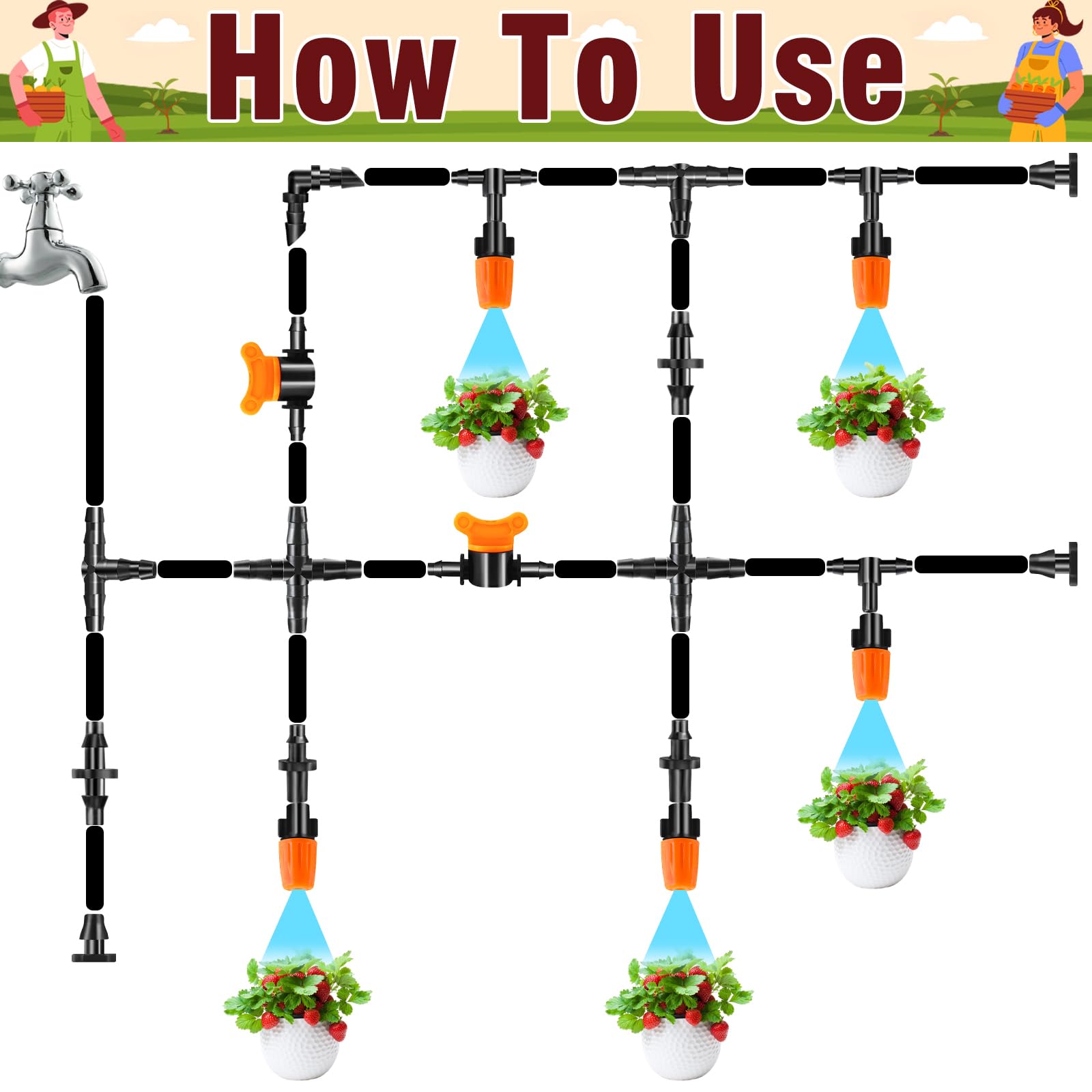 WZFLRUA tees (50) to support multi-point watering