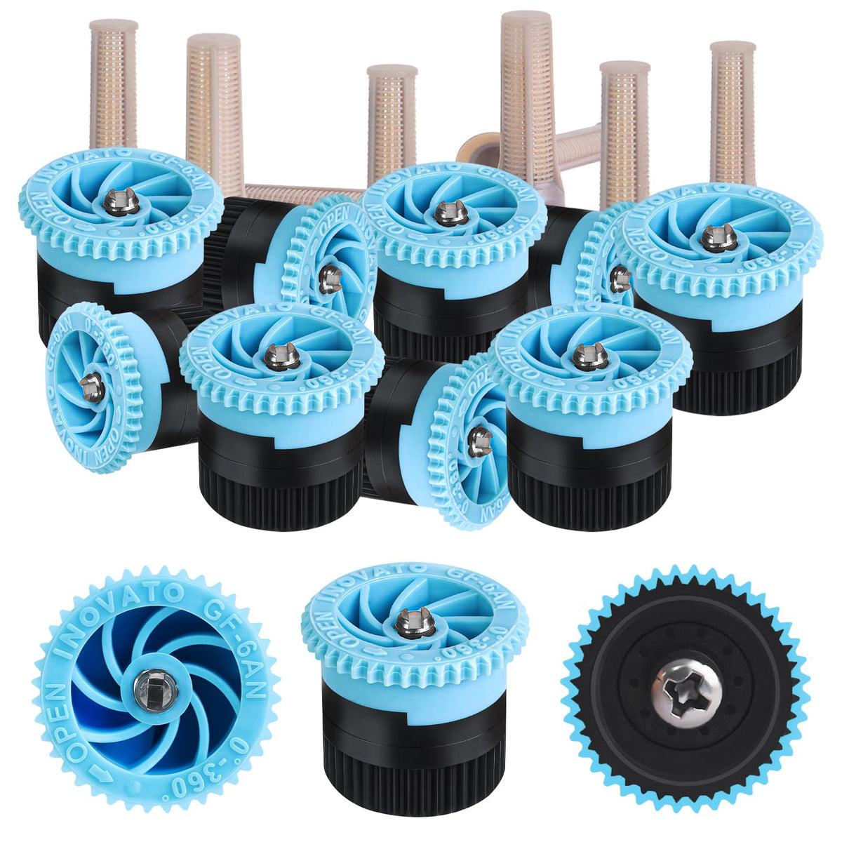 WZFLRUA variable arc nozzle showing 0–360° adjustable spray range for precise watering.