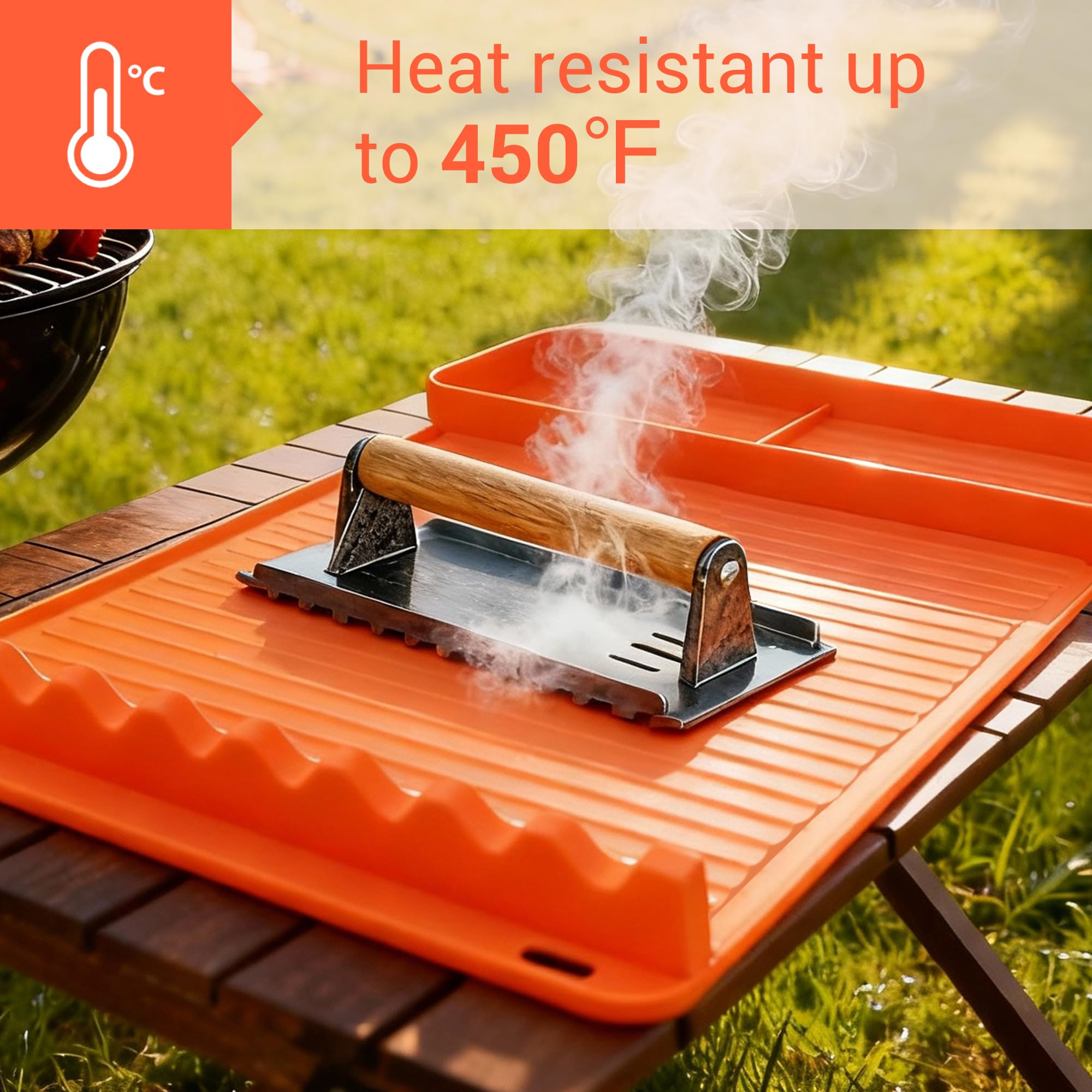 WZGUSXN anti-slip feature keeps tools within reach for efficient BBQ prep.