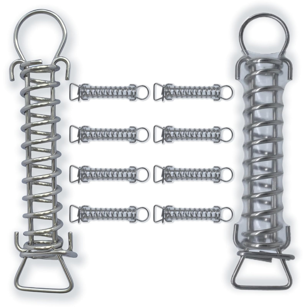 WZKO 8-inch stainless steel spring closeup highlighting durability for winter pool covers