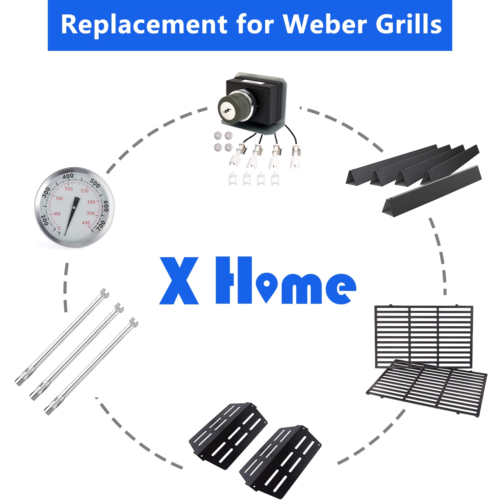X Home flavorizer bar dimensions 17.5 inches for Genesis 300 Series.