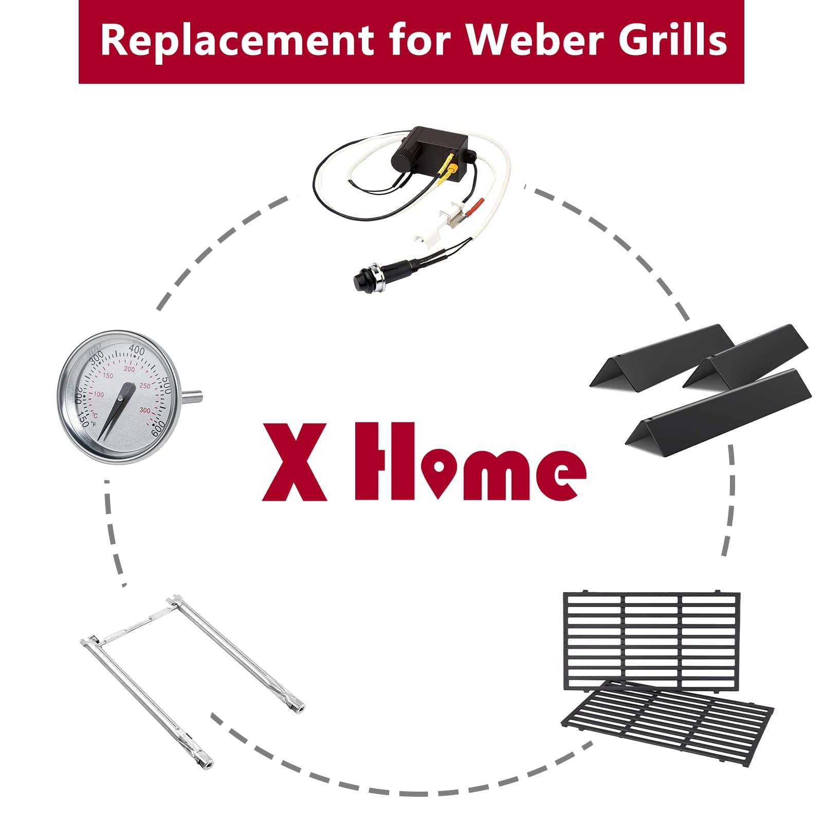 X Home flavorizer bar easy-install for front-mounted control grills.