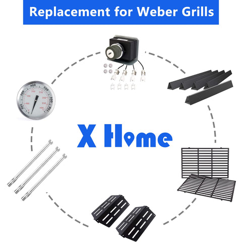 X Home front-panel compatible heat deflectors for Weber Genesis 300 Series.