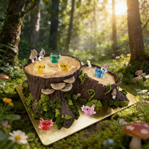 X Hot Popcorn axolotl figurines add charm to succulent pots and fairy gardens.