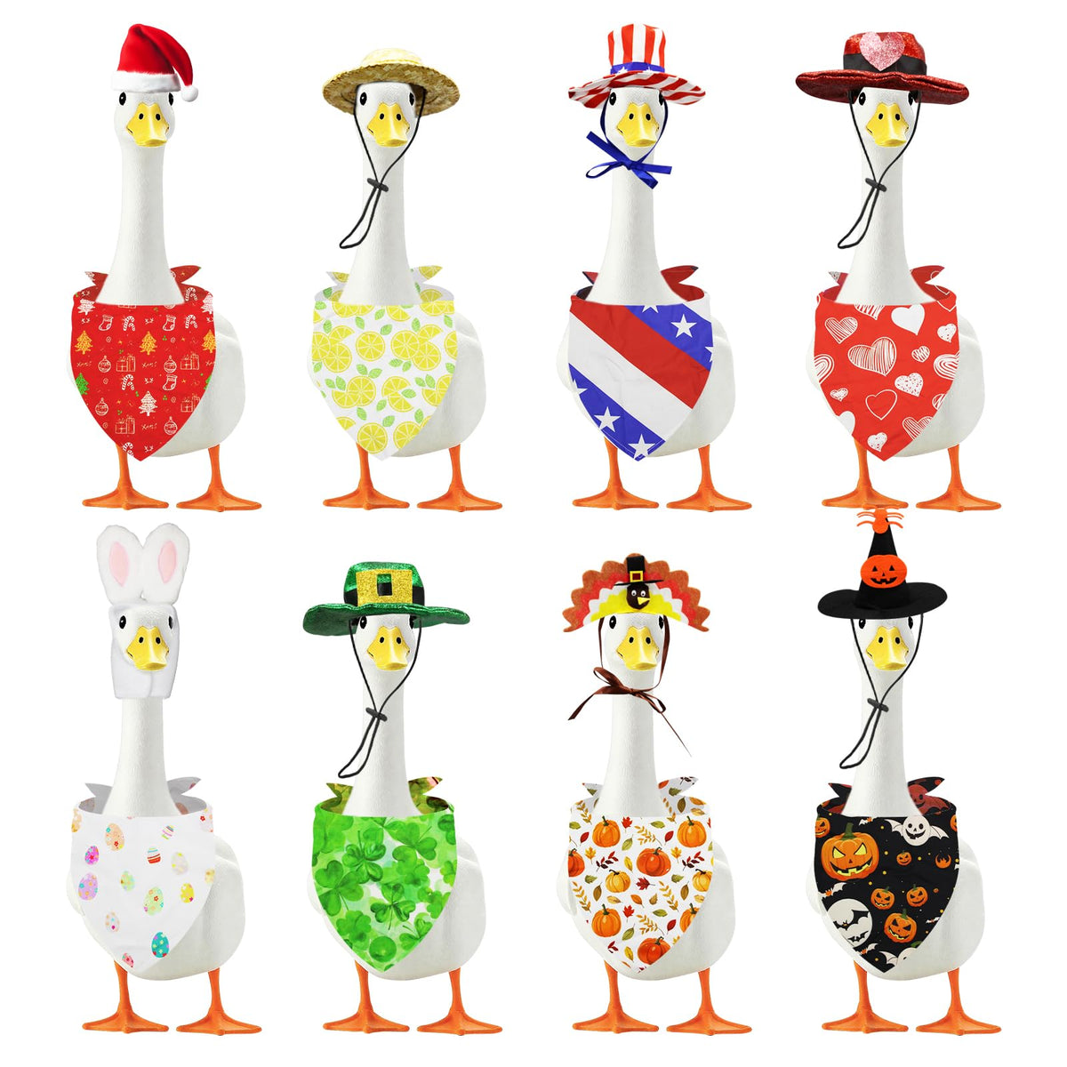 X-Kingsun Valentine's Day goose outfit on porch adds seasonal charm.