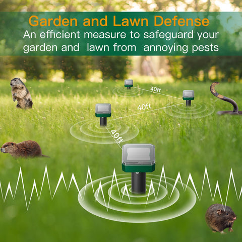 X-octenol mole repellent solar stake yard setup shows tool-free installation
