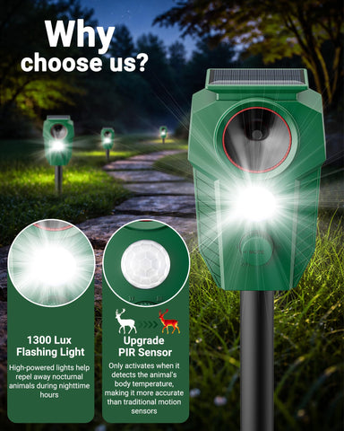 X-octenol deterrent flashing lights signaling deterrence for daytime visits.