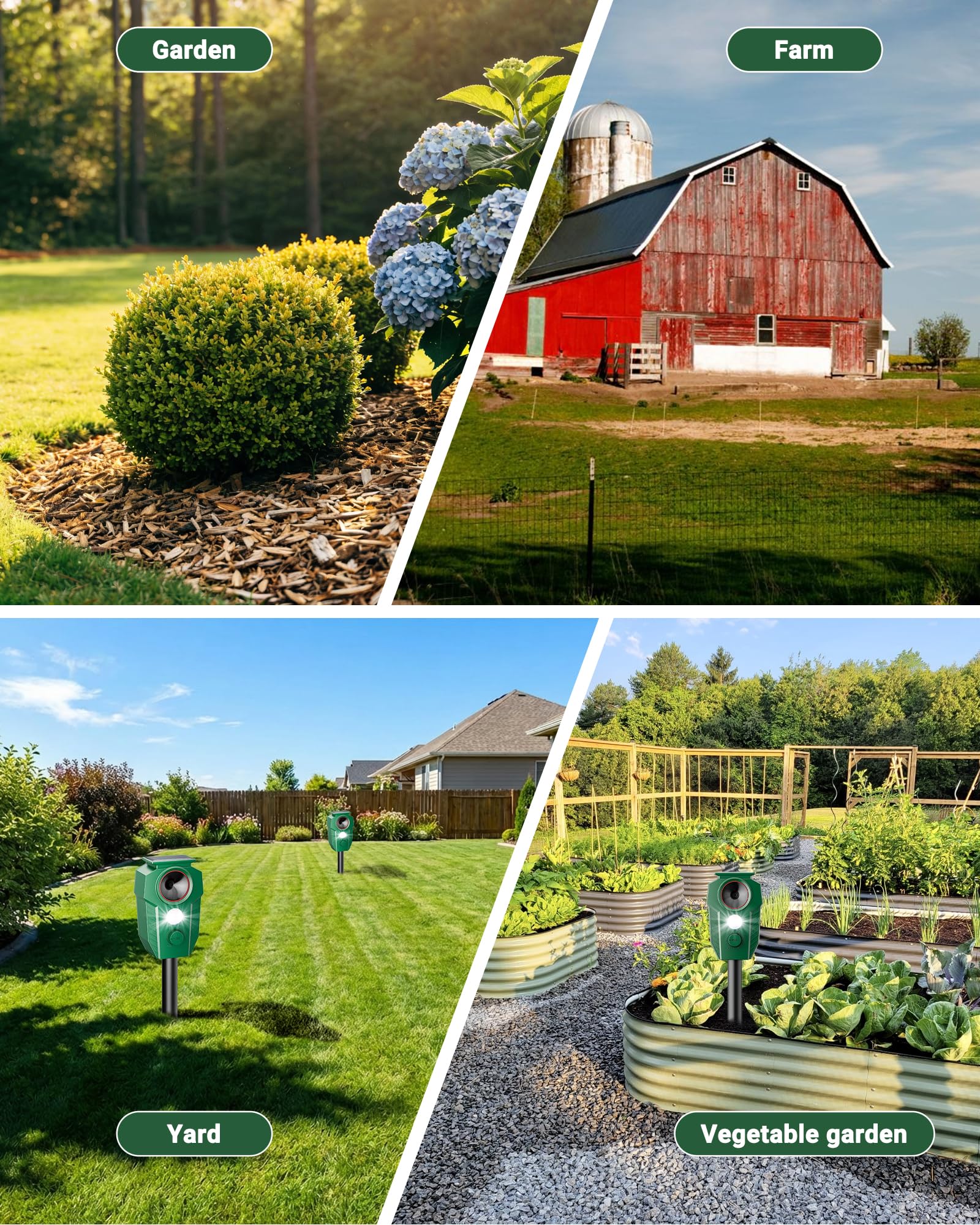 Wide 110-degree coverage of X-octenol deterring activity across yard.