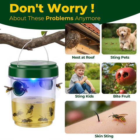 X-octenol Wasp Trap using blue-spectrum light and natural bait to attract pests
