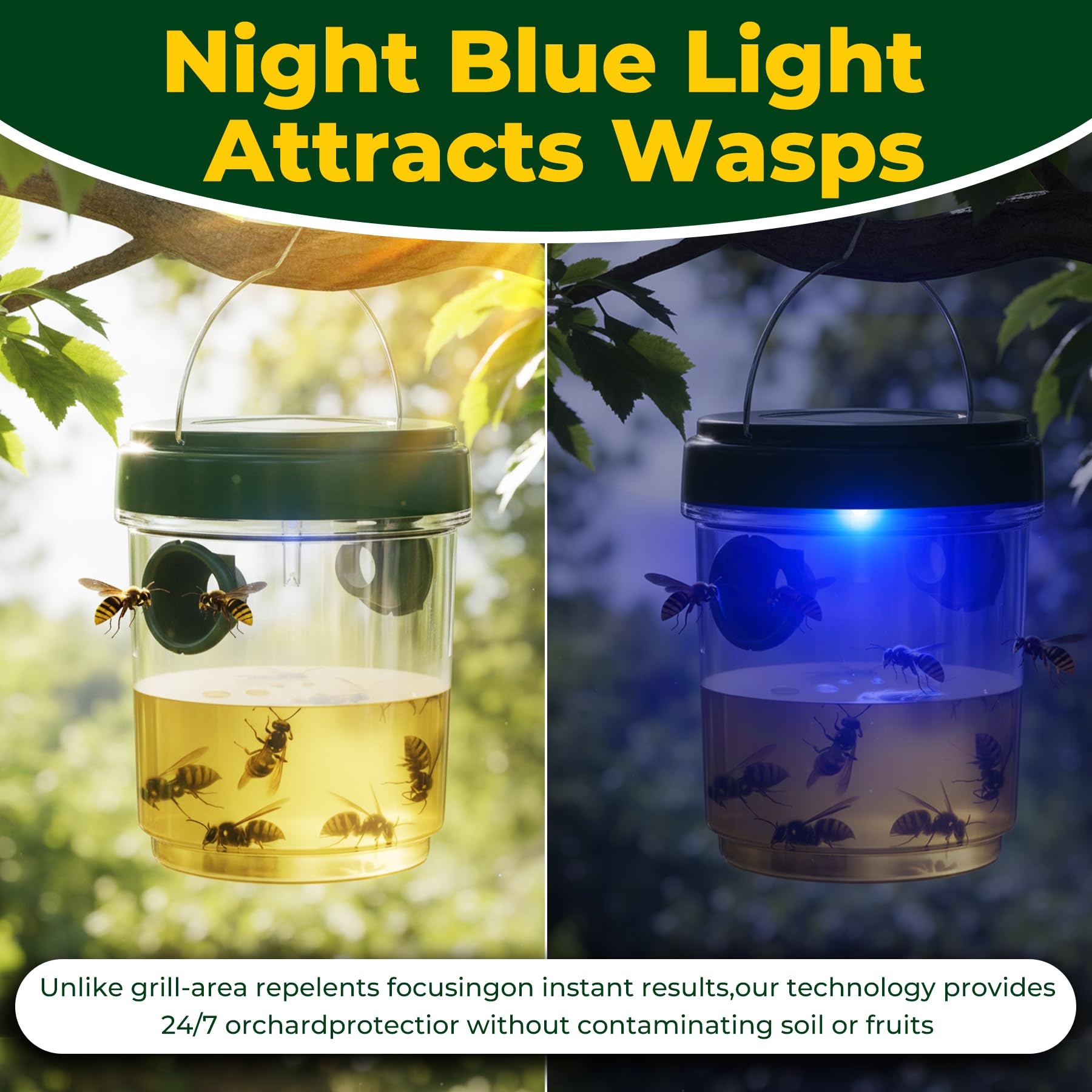X-octenol Wasp Trap includes an entry tunnel to safely capture insects
