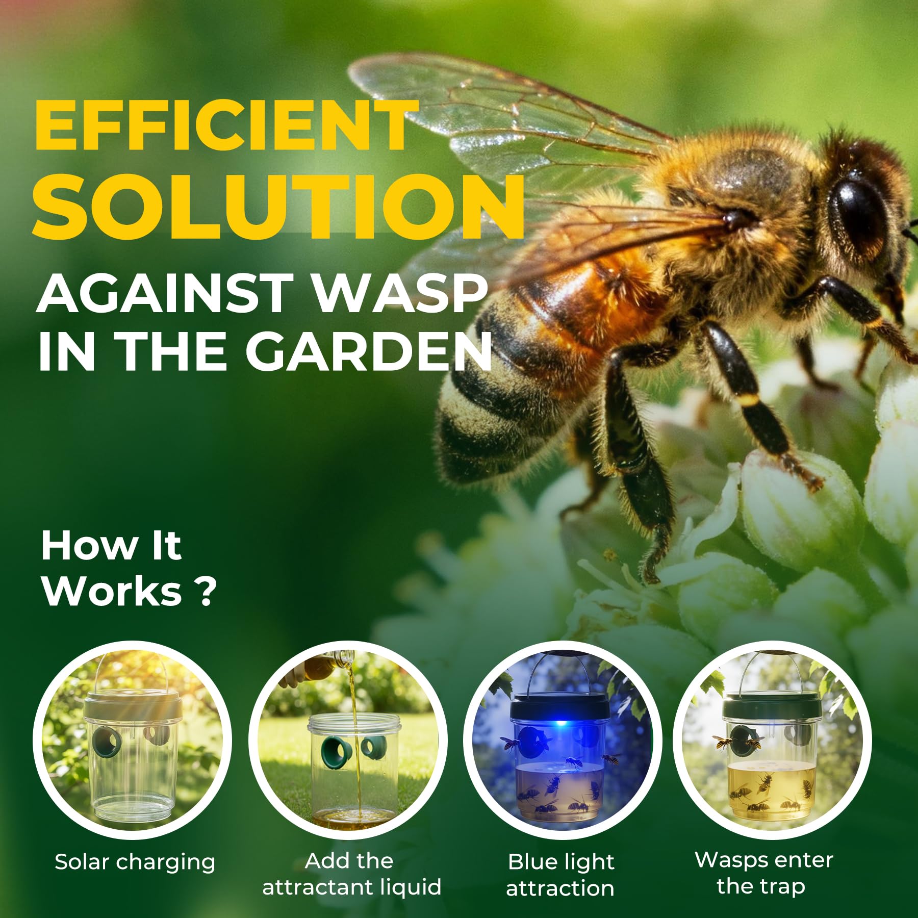 X-octenol Wasp Trap uses food-grade attractants like honey or syrup