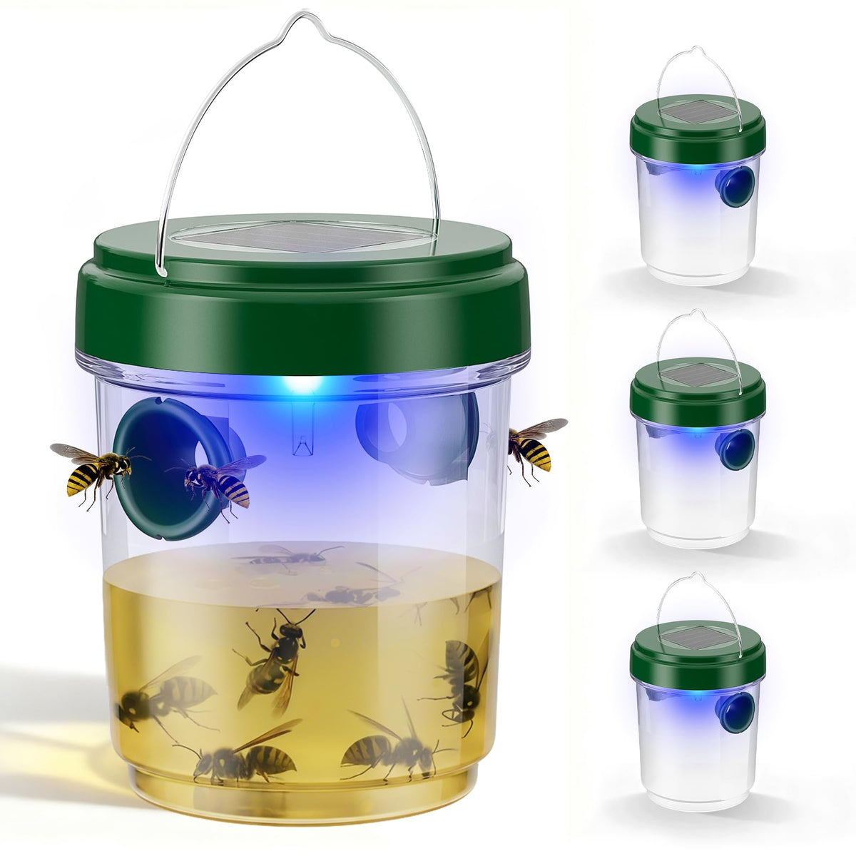 X-octenol Wasp Trap with solar panel lure light attracts pests for outdoor gatherings
