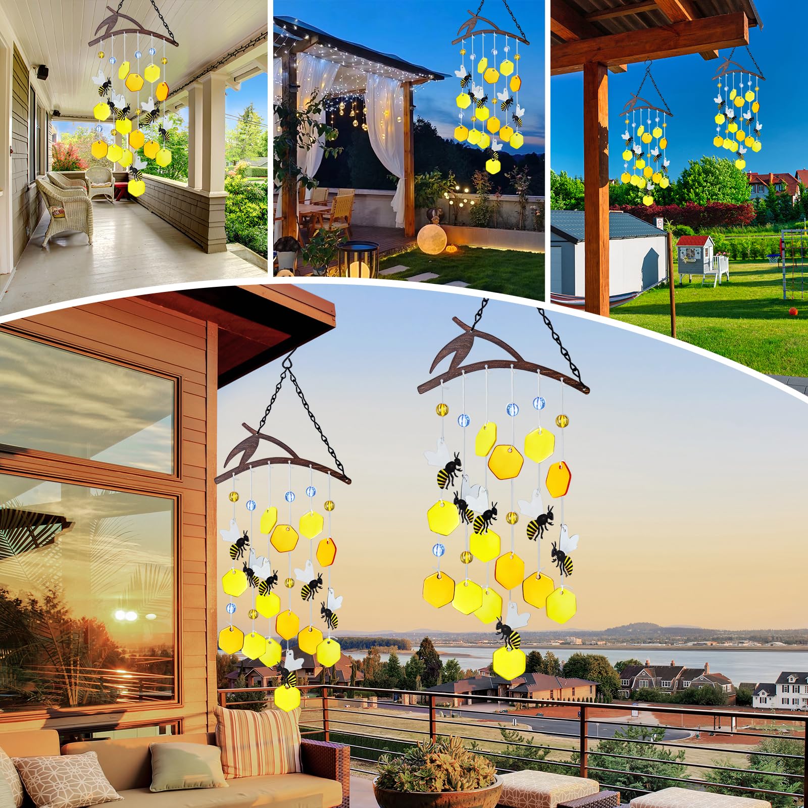 X-PREK wind chimes handcrafted glass pieces for a decorative focal point in any patio.