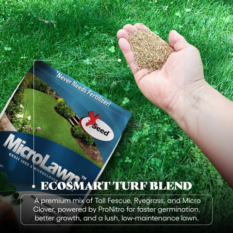 X-Seed Microlawn seed drops spread with hydroseed mix for fast establishment.