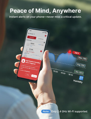 X-Sense 2.0 sensor unit provides precise temperature and humidity readings