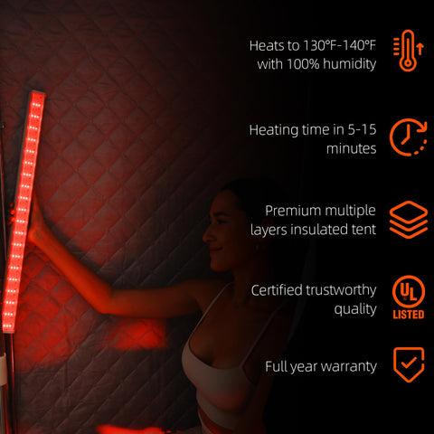 X-Vitalis 360-degree steam heads heat quickly for full-body warmth.