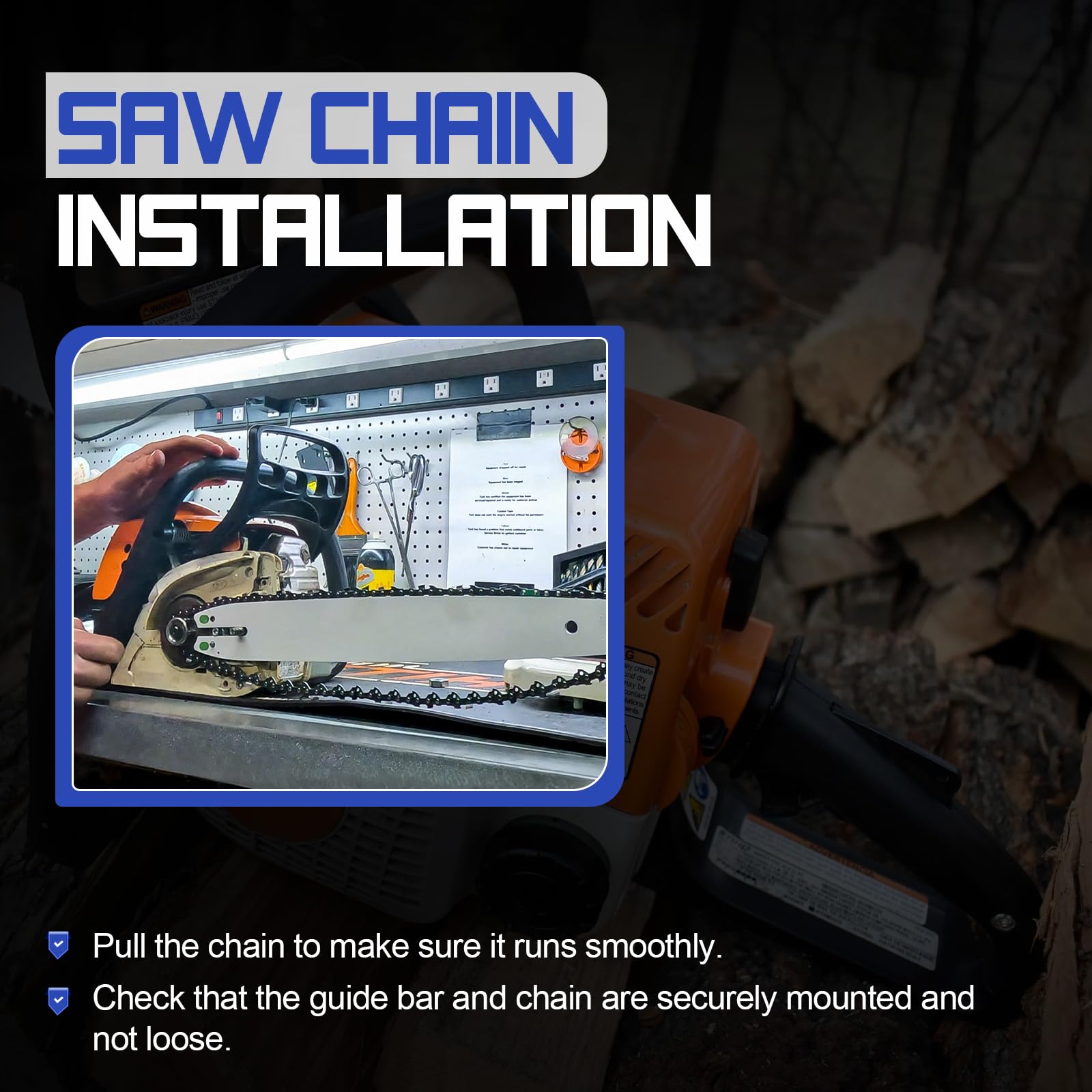 X4XZ packaging shows guide bar and two chains ready to install.