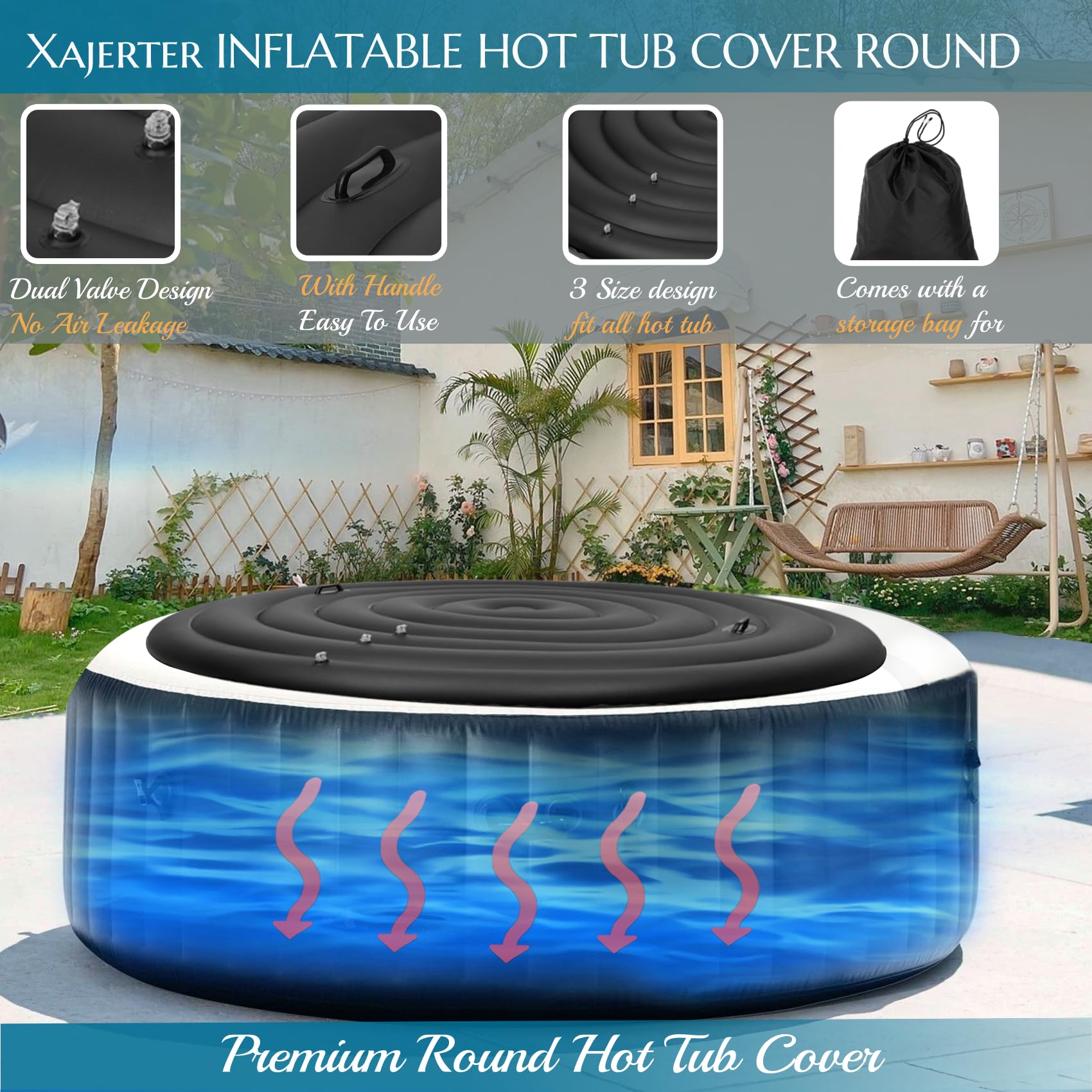 Xajerter no-leak valve ensures quick inflation and tight seal.