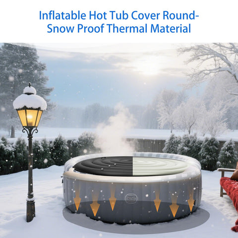 Xajerter inflatable hot tub cover enables quick inflate and deflate.