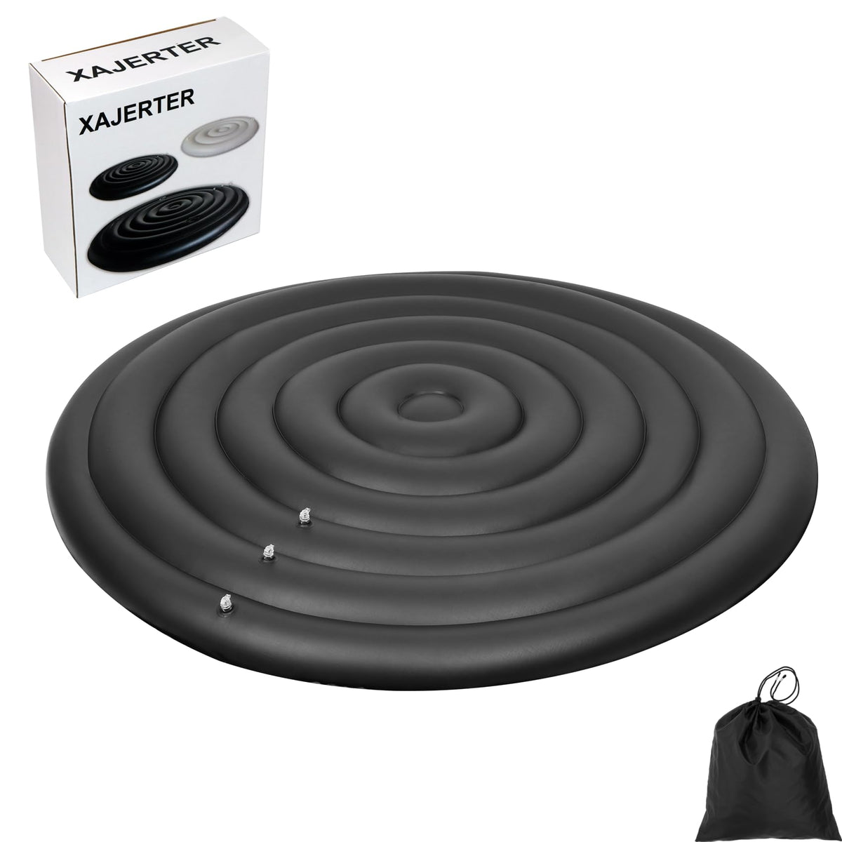 Xajerter round inflatable hot tub cover demonstrates heat-seal design for better heat retention.
