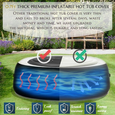 Xajerter three-chamber round cover designed for 4-6 person tubs for a snug fit.