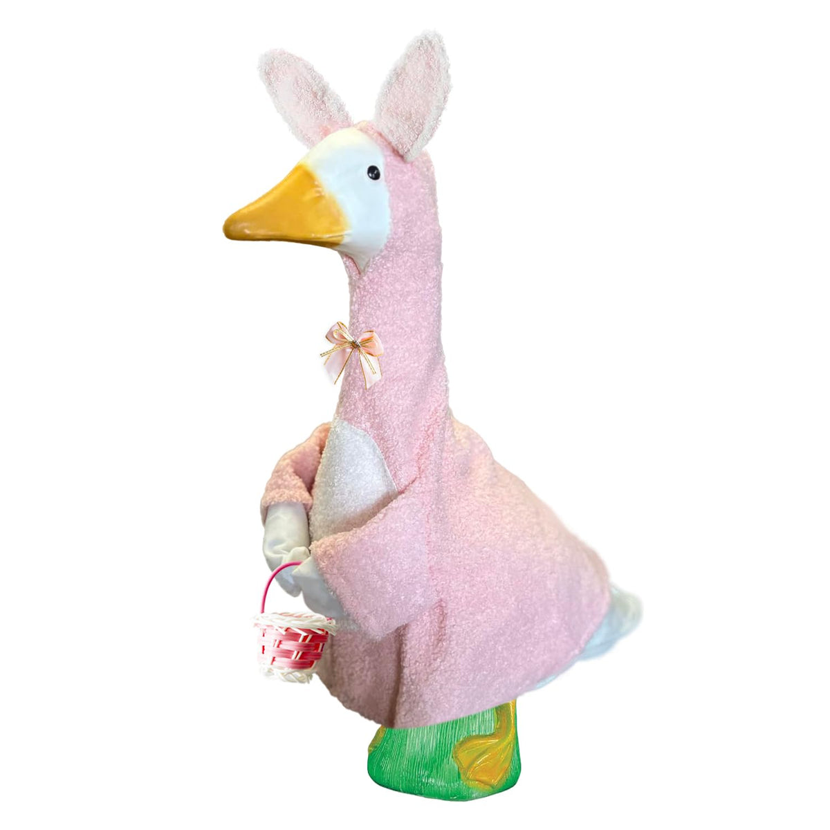 XAKNXGU Easter Bunny Outfit on a 23-inch goose, front view, creating a charming outdoor focal point.