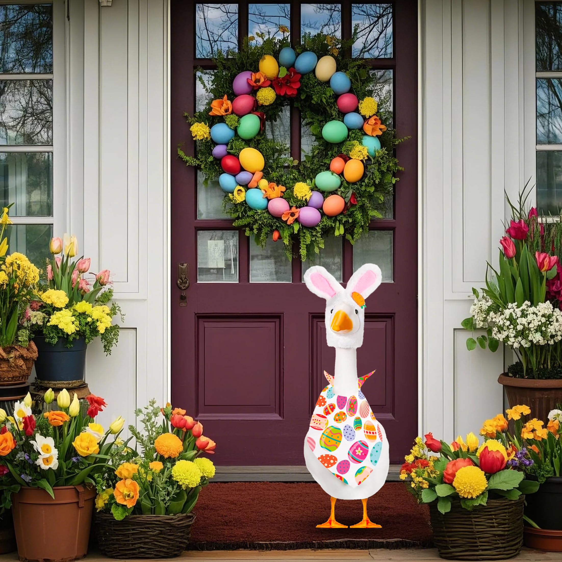 XAKNXGU egg bandana for goose adds festive color accents to outdoor decor.