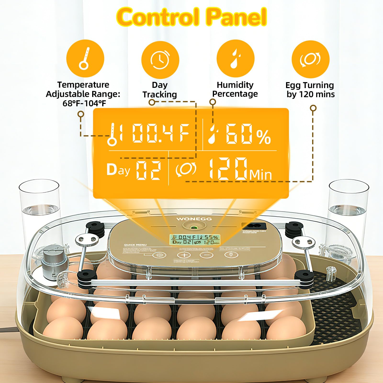 Xalintz incubator digital display showing temperature and humidity
