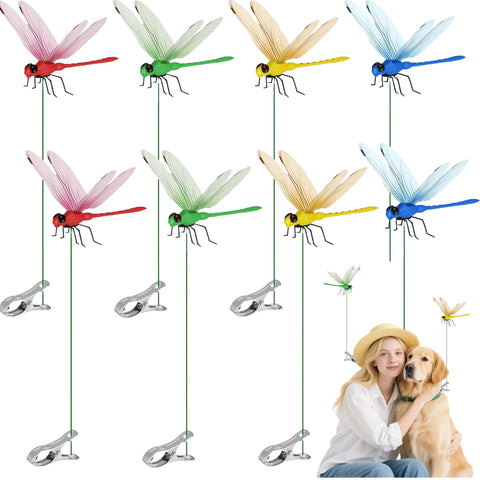 Xandova dragonfly clip set shows multicolor decor for indoor and outdoor gardens