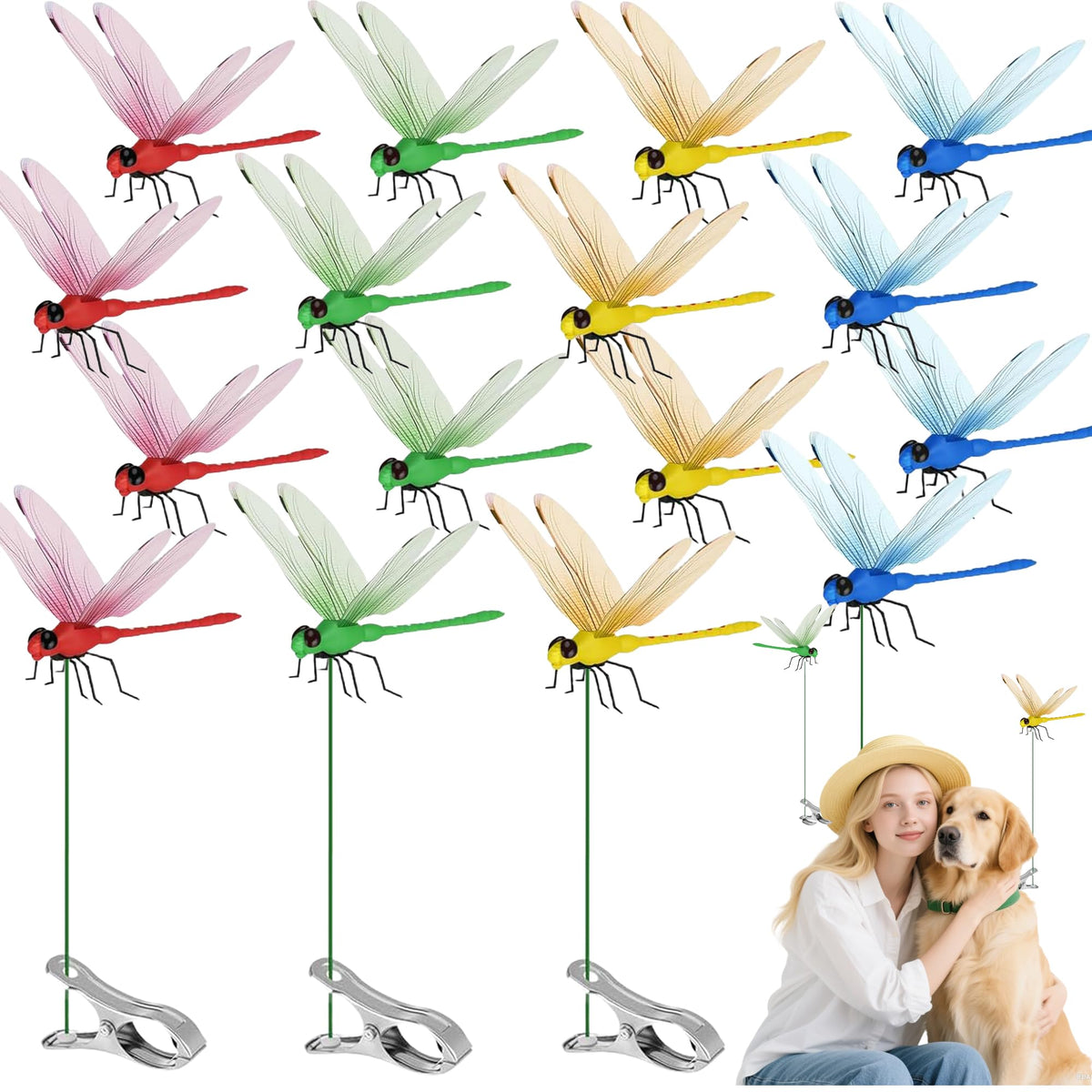 Xandova Dragonfly Clip Multicolor Collection adds vibrant garden drama and easy indoor decor.