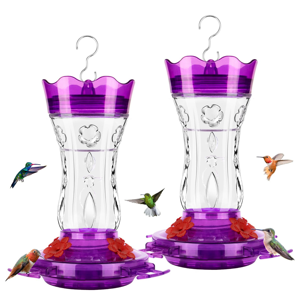 XAROO glass hummingbird feeder with ant moat for a cleaner nectar experience