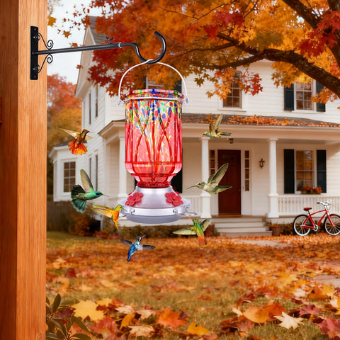 XAROO bee-deterrent port reduces nectar loss while hummingbirds feed.