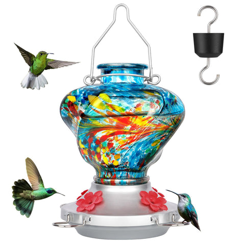 XAROO hummingbird feeder with blue ant moat attracts more birds to your yard.