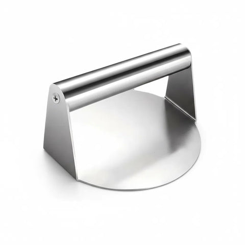 XAUZIX stainless steel smash burger press top view showing even patties