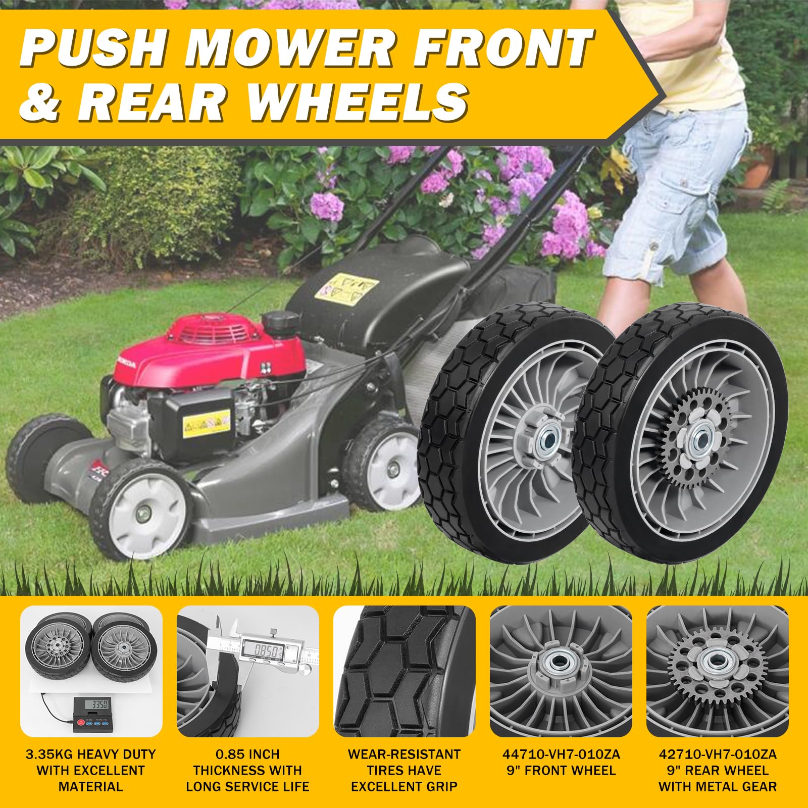 XaXmTee HRX217 wheel kit – rear view highlights durable gears.