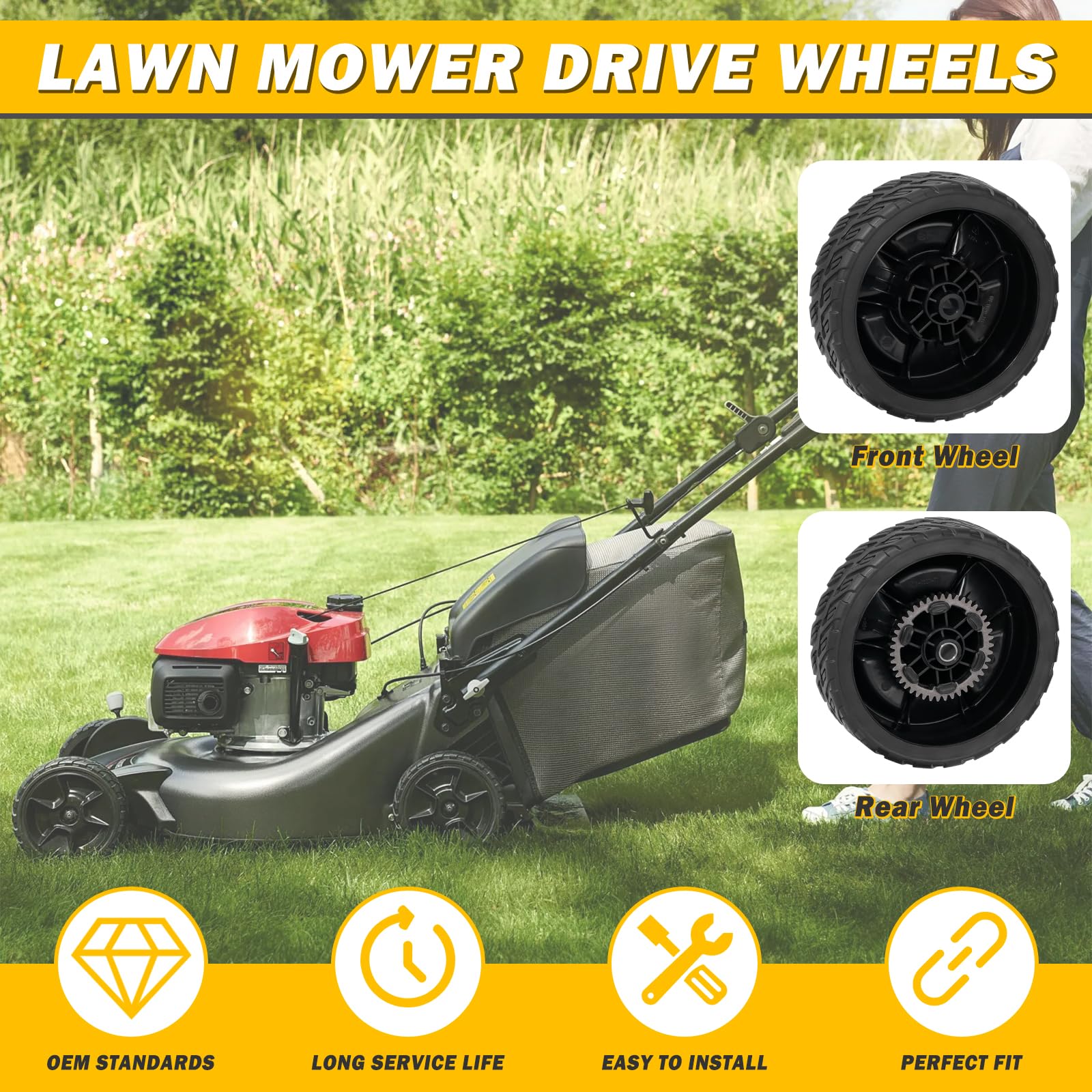 XaXmTee wheels kit for HRN216 shown as a simple replacement.